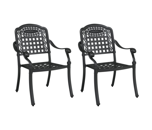 Sillas de jardín  2 pcs negras de aluminio fundido