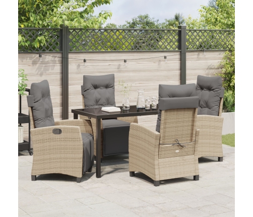 Set de Comedor de Jardín de 5 Piezas Beige de Poliratán