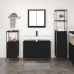 Juego de Muebles de Baño de 3 Piezas - Madera Ingenierizada en Negro Roble