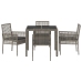Conjunto de Comedor de Jardín de 5 Piezas con Cojines Gris de Poliratán