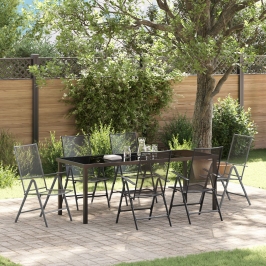 Conjunto de Comedor de Jardín  de 7 Piezas en Acero Antracita