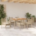 Conjunto de Comedor de Jardín  de 7 Piezas con Cojines Beige de Ratán Polipropileno