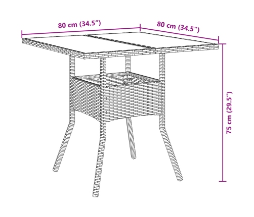 Juego de Comedor de Jardín de 5 Piezas Beige Poliratán