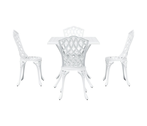 Conjunto de comedor para el jardín de 5 piezas  de aluminio fundido blanco