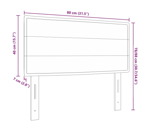 Cabecero  con LED Gris Claro Tela 80 cm Estructura de Cama