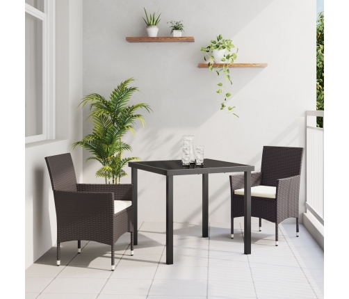 Conjunto de Comedor de Jardín de 3 Piezas Marrón Poliratán