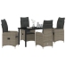 Conjunto de Comedor de Jardín de 5 Piezas con Cojines Gris Poliratán