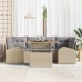 Conjunto de Comedor de Jardín de 7 Piezas con Cojines Beige Poliratán Acacia