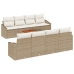 Conjunto de Sofás de Jardín  de 9 piezas con Cojines Beige Poliratán Acacia
