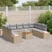 Conjunto de Sofá de Jardín  de 10 Piezas con Cojines Beige Poliratán Acacia