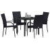 Juego de Comedor de Jardín de 5 Piezas Negro de Ratán de Polietileno