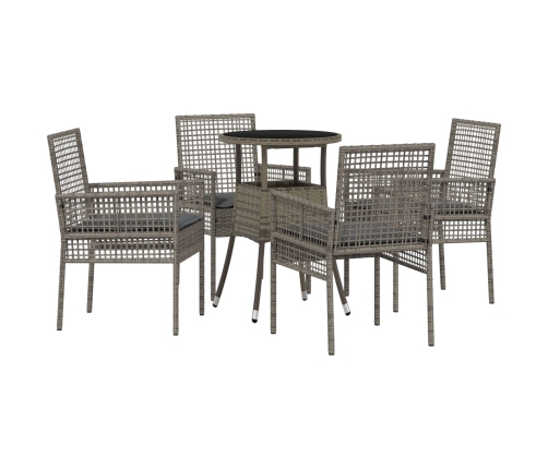 Conjunto de Comedor de Jardín  de 5 Piezas Gris Poliratán