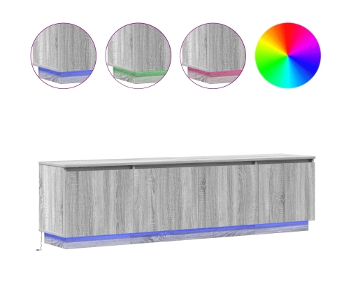Armario para TV  con LED Gris Sonoma 180x38x49 cm Madera Elaborada