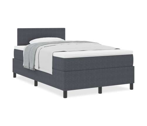 Cama con Box Spring  con Colchón Gris Oscuro 120x200 cm Tela de Corduroy