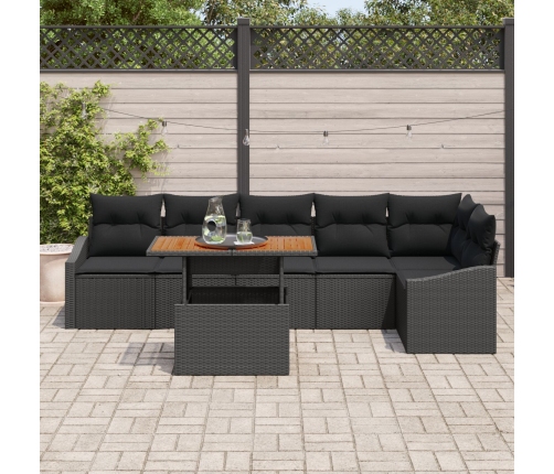 Conjunto de Sofás de Jardín  Set de 7 Negro Ratán