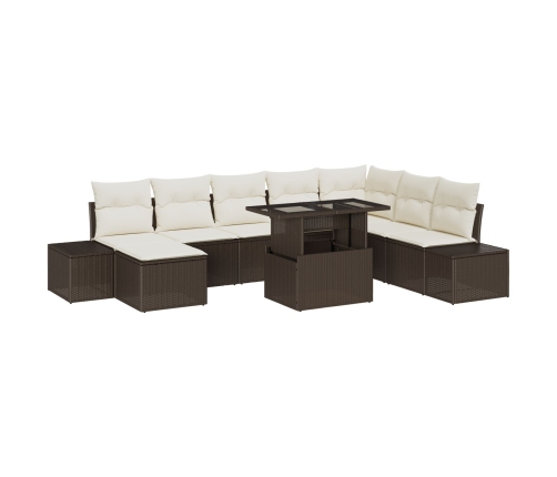 Conjunto de Sofá de Jardín  Juego de 9 Beige y Marrón