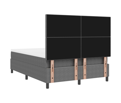Cama con somier y colchón con luz LED gris 160x200 cm en tela de terciopelo