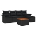 Set de Sofá de Jardín  6 Piezas Negro y Tono Madera