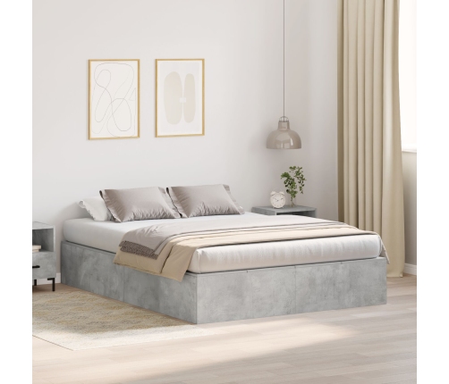 Estructura de Cama con Almacenamiento  Gris Concreto 140x190 cm