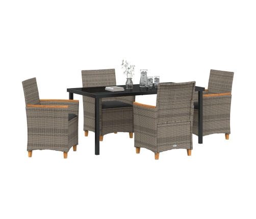 Conjunto de Comedor de Jardín  de 5 Piezas con Cojines Gris Poliratán