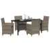 Conjunto de Comedor de Jardín  de 5 Piezas con Cojines Gris Poliratán