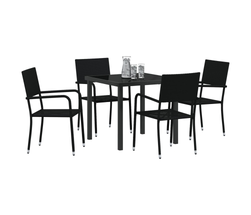 Set de Comedor de Jardín  de 5 Piezas Negro Poliratán