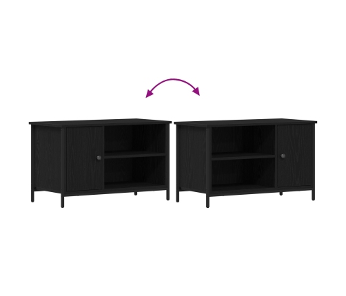 Aparador de TV  Negro Roble 80x40x50 cm Madera Ingeniada y Acero