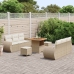 Sofá de jardín  9 piezas con cojines beige de ratán PE y acacia, Comedor de jardín  3 piezas con cojines beige de ratán PE y acacia