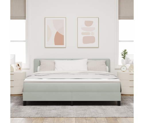 Cama con somier y colchón  Gris Claro Super King Terciopelo