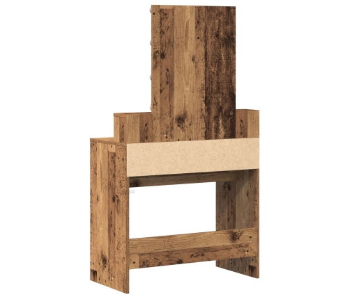 Mesa de Maquillaje con Espejo y Luces LED Madera Vieja Madera Ingenierizada