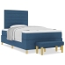 Cama con Sommier y Banco Azul 120x200 cm Tela