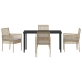 Conjunto de Comedor de Jardín de 5 Piezas con Cojines de Poliratán Beige