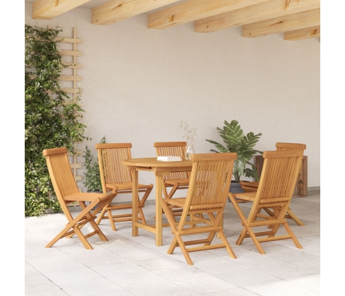 Conjunto de 7 Piezas de Comedor de Jardín de Madera Sólida de Teca
