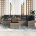 Conjunto de Comedor de Jardín de 7 Piezas con Cojines Gris de Ratán Sintético Acacia