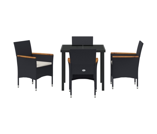 Conjunto de Comedor de Jardín  de 5 Piezas Negro de Poliratán