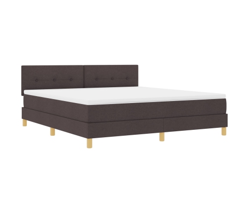 Cama con Somier y Colchón Marrón Oscuro 180x200 cm Tela