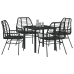 Conjunto de 5 Piezas de Comedor Jardín Negro Poliratán