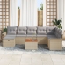 Conjunto de sofá de jardín de 9 piezas con cojines Beige de ratán sintético