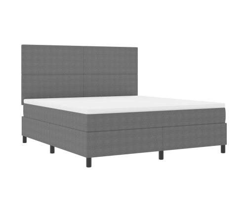 Cama Box Spring  con Colchón Gris Claro Súper King Tela de Pana