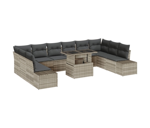 Conjunto de Sofá de Jardín  11 Piezas (Beige y Gris)