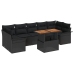 Set de Sofá de Jardín  de 8 Piezas con Cojines Negro Poliratán Acacia