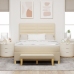 Cama con somier y colchón  y banco Crema 160x200 cm Tela