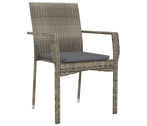 Conjunto de Comedor de Jardín  5 Piezas con Cojines Gris Poliratán