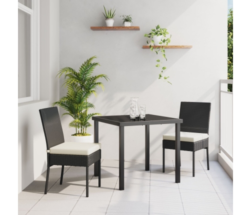 Juego de Comedor de Jardín  3 Piezas Negro Poliratán