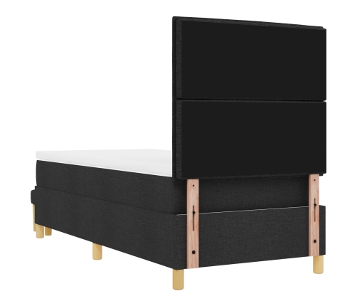 Cama con Base  con Colchón y Banco Negro 90x200 cm Tela
