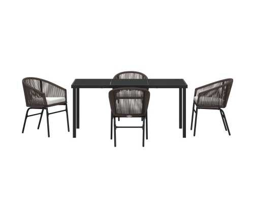 Set de Comedor Jardín  5 Piezas Marrón Ratán Poliéster
