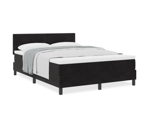 Cama Box Spring  con colchón Negro 160x200 cm Terciopelo