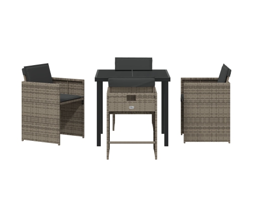 Set de Comedor de Jardín  de 5 Piezas con Cojines Gris Poliratán
