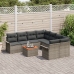 Set de Sofá de Jardín de 9 Piezas con Cojines Gris Poliratán Acacia
