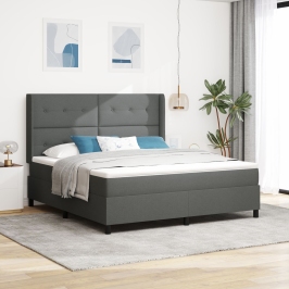Cama con base caja  y colchón gris oscuro 180x200 cm tela